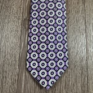 Robert Talbott Best of Class Silk Necktie Purple Blue Geometric Weave USA